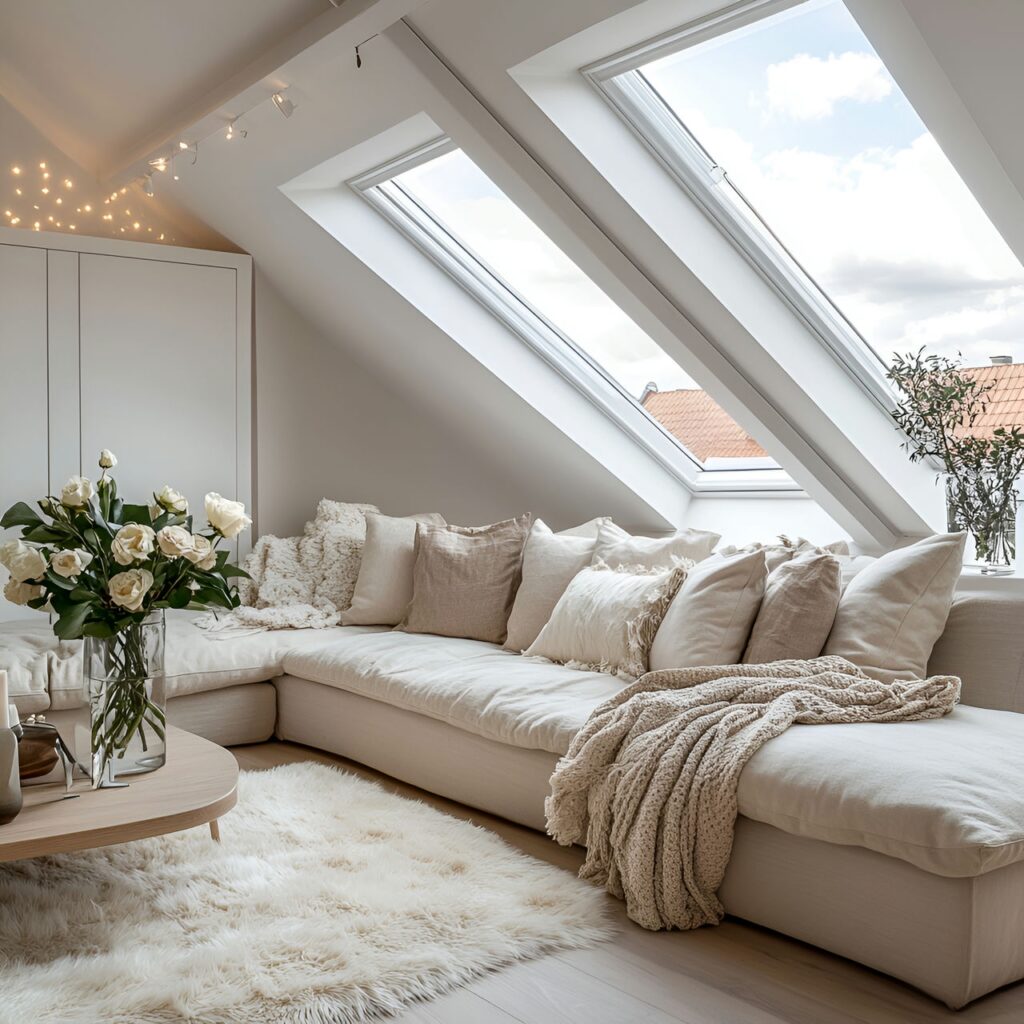 Illustration of Scandinavian Style Penthouse Apartment Decor With A Vintage Twist