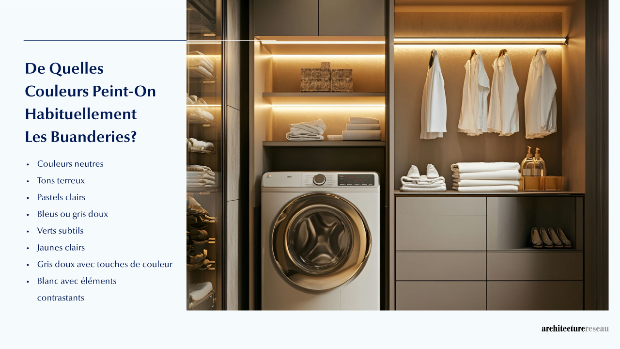 Buanderie - Taille, Fonctionnalités, Usages, Mobilier Et Rénov Quelles sont les couleurs les plus couramment utilisées dans une buanderie ?