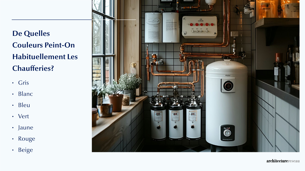 Chaufferie – Taille, fonctionnalités, usages, mobilier et ré Quelles sont les couleurs les plus couramment utilisées dans une chaufferie ?