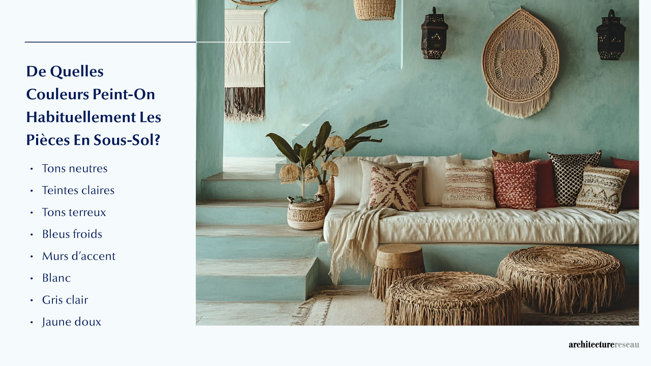 Sous-Sol - Taille, Fonctionnalités, Usages, Mobilier Et Rénova Quelles sont les couleurs généralement utilisées pour peindre une pièce en sous-sol ?