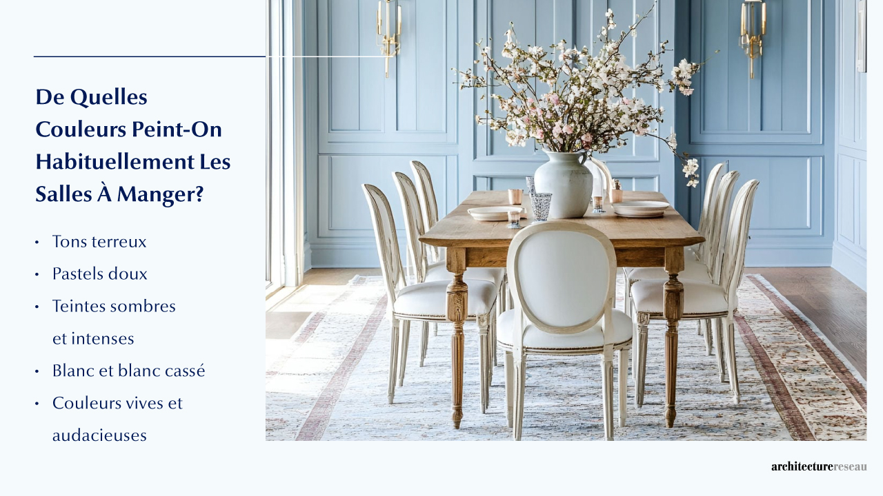Quelles sont les couleurs généralement utilisées pour peindre une salle à manger ?