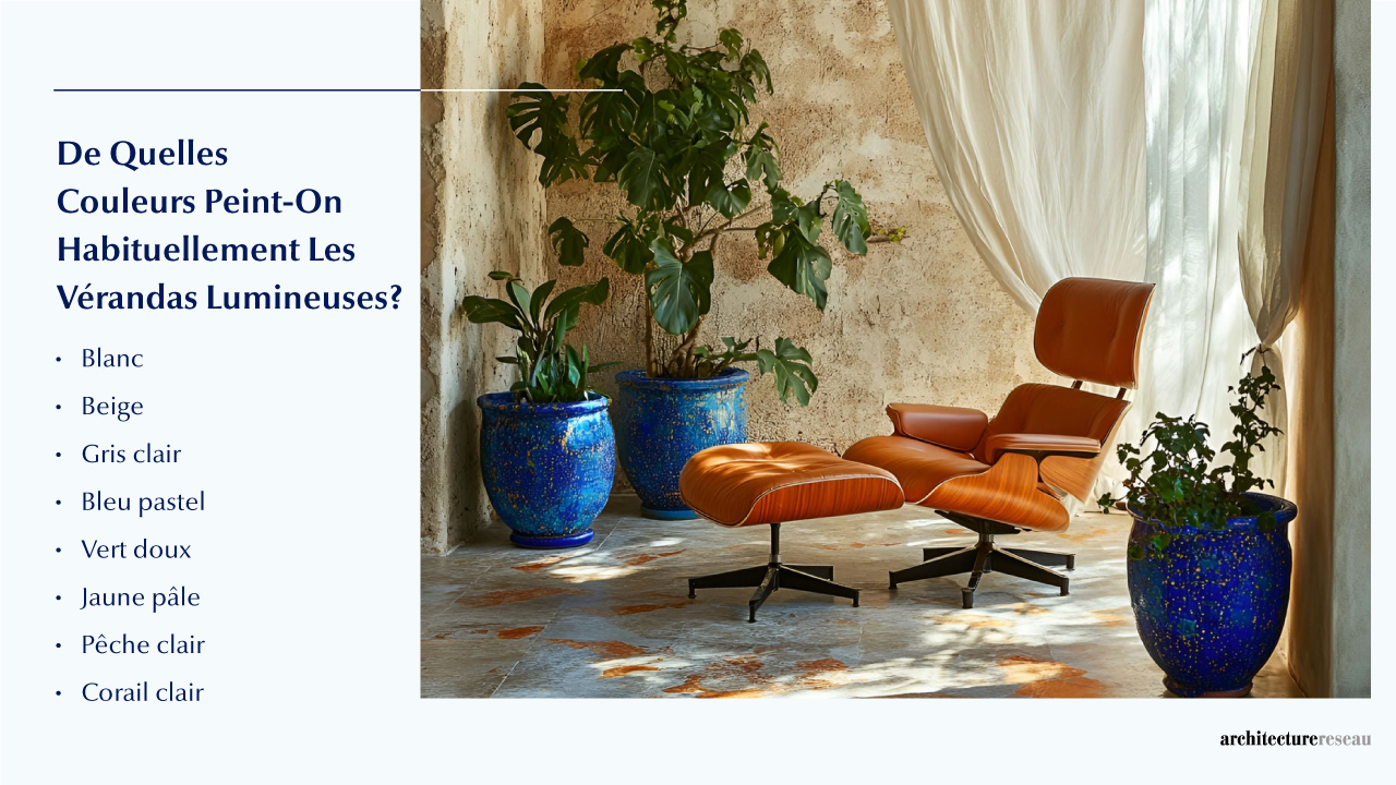Quelles sont les couleurs généralement utilisées pour peindre une véranda lumineuse ?