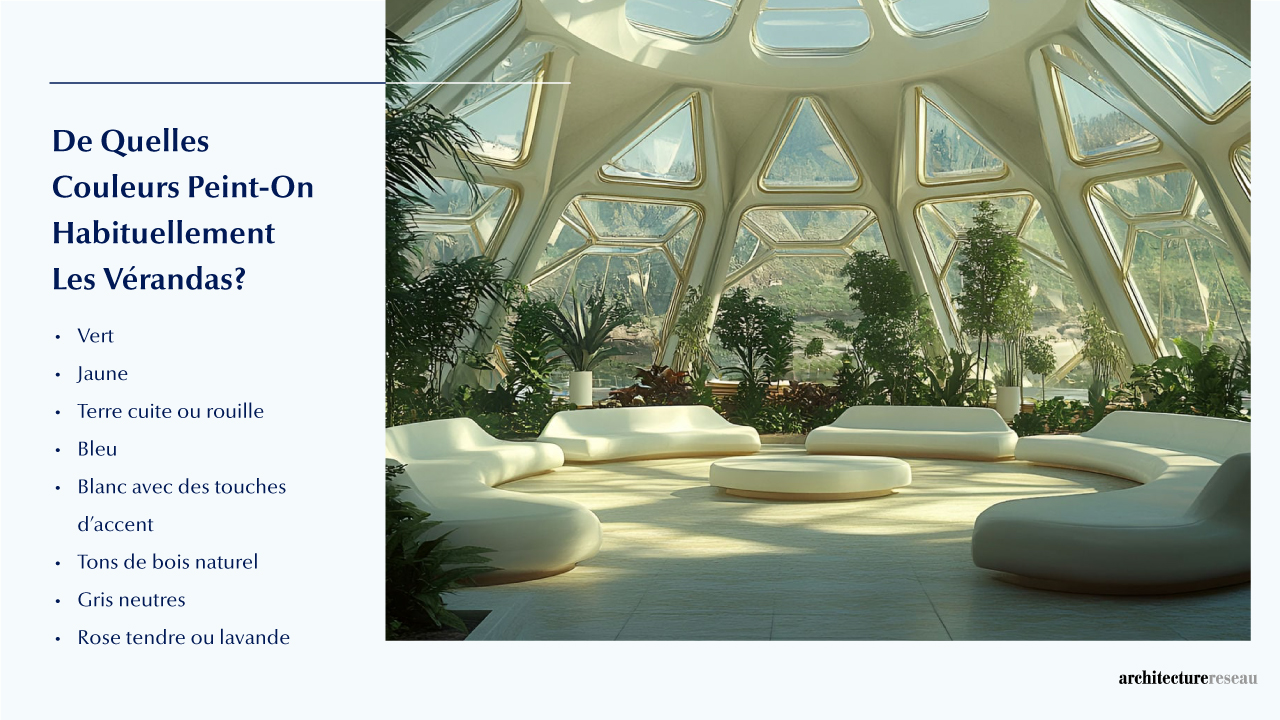 Véranda - Taille, Fonctionnalités, Usages, Mobilier Et Rénova Quelles sont les couleurs les plus couramment utilisées pour peindre une véranda ?