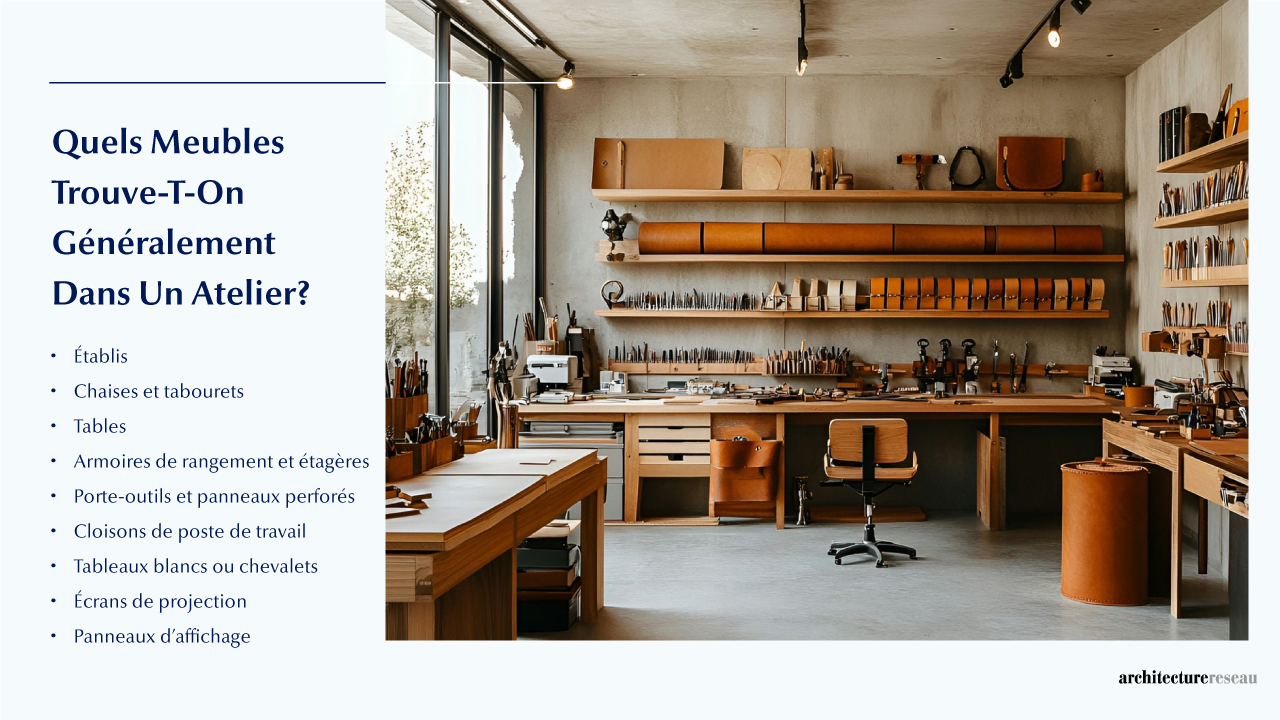 Quel mobilier équipe généralement un atelier ?