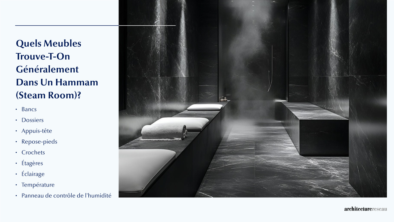 Hammam – Taille, Fonctionnalités, Usages, Mobilier Et Rénova Quel mobilier équipe couramment un hammam ?