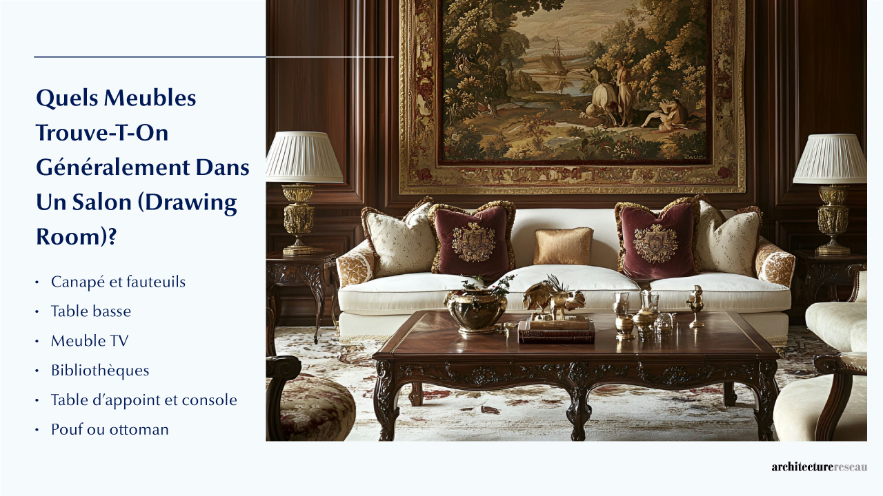 Quel mobilier équipe couramment une salle de réception ?