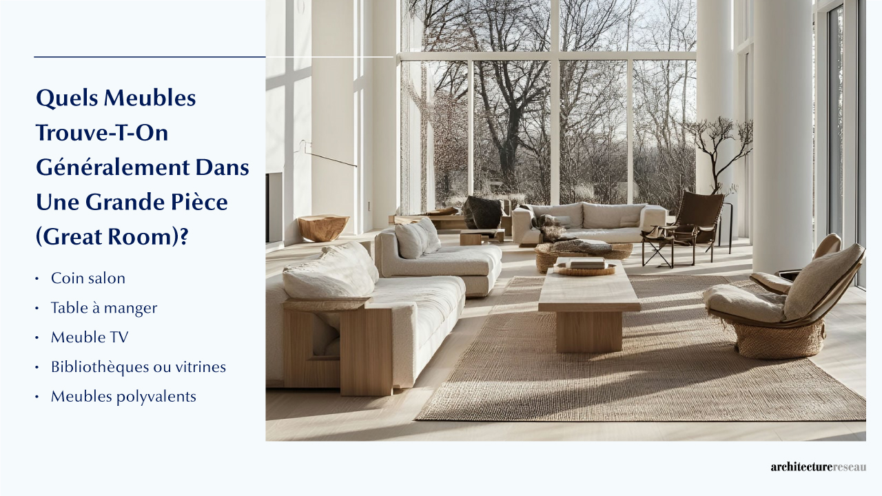Quels meubles équipent généralement une grande pièce ?