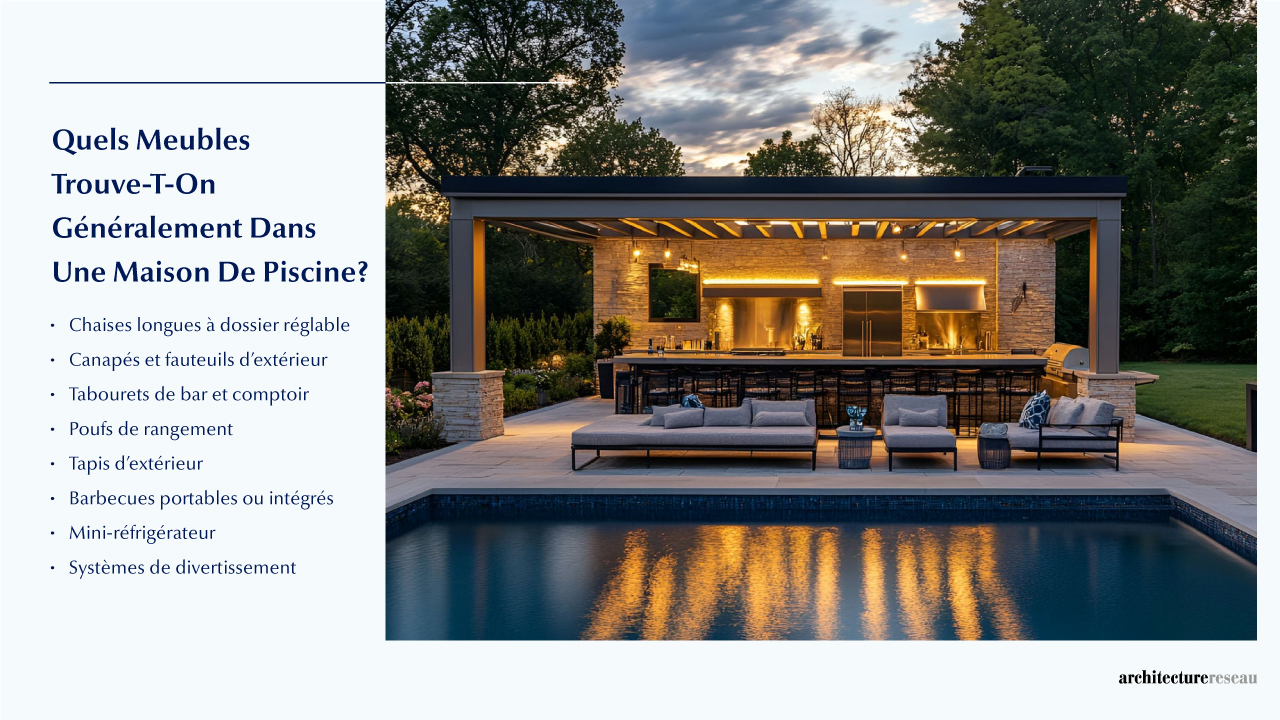 Pool House – Taille, Fonctionnalités, Usages, Mobilier Et Ré Quels meubles équipent généralement un pool house ?