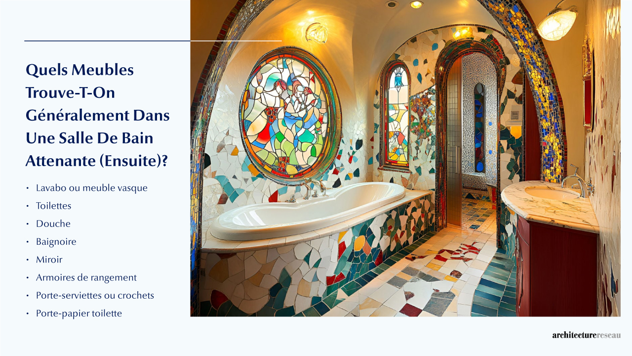 Quel mobilier équipe généralement une salle de bain attenante ?