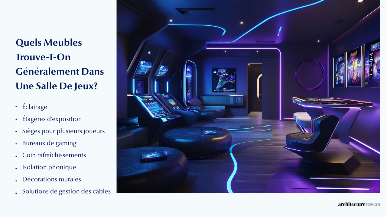 Quel mobilier équipe généralement une salle de jeux ?