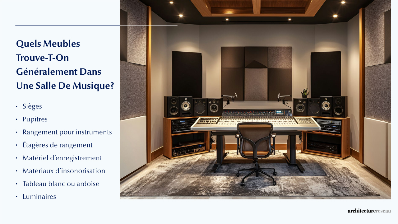 Quel mobilier équipe couramment une salle de musique ?