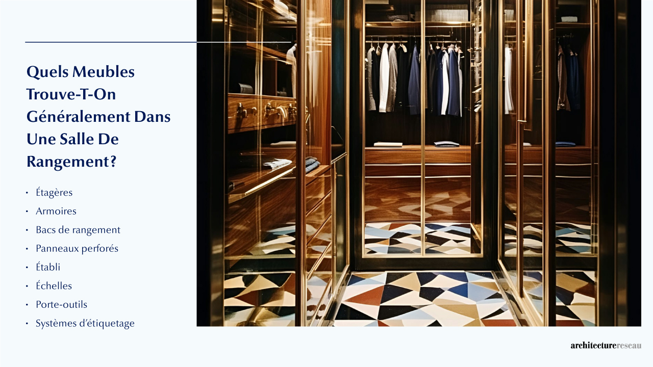 Quel mobilier équipe couramment une salle de rangement ?