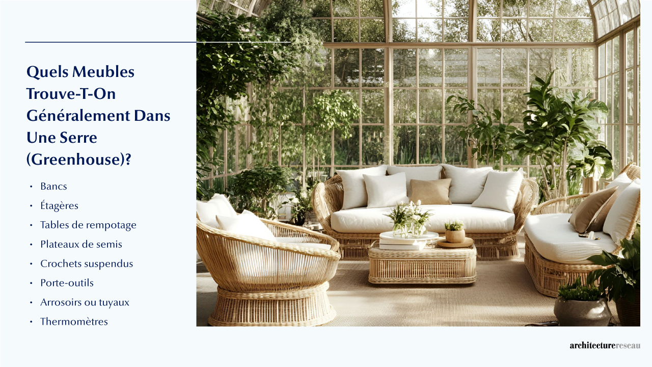 Quel mobilier équipe généralement une serre ?