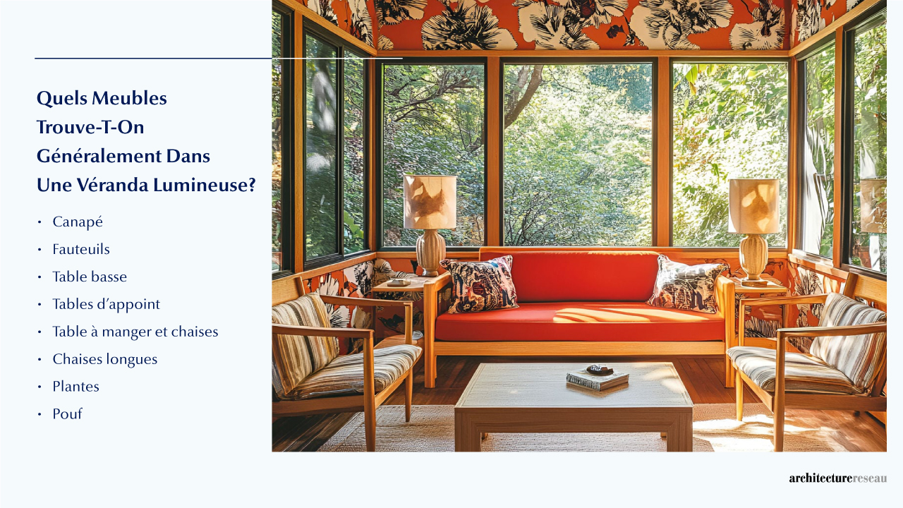 Quel mobilier équipe généralement une véranda lumineuse ?