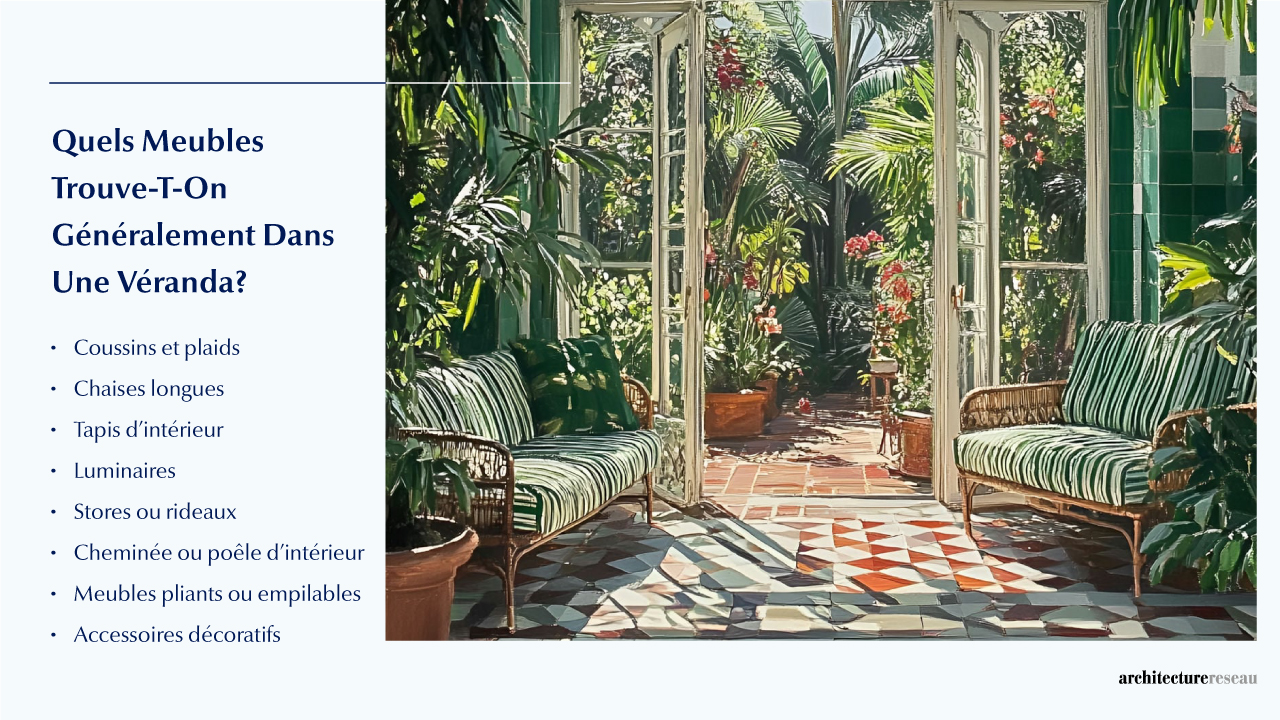 Véranda - Taille, Fonctionnalités, Usages, Mobilier Et Rénova Quel mobilier équipe généralement une véranda ?
