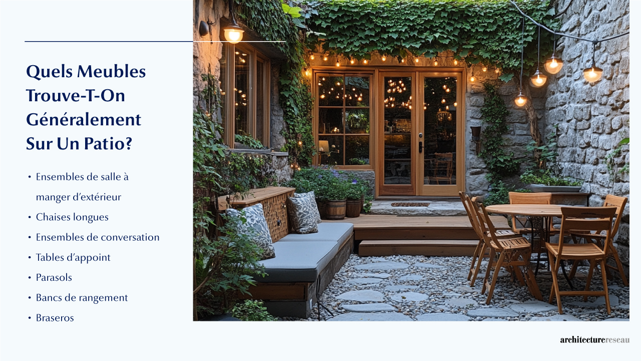 Quel mobilier équipe généralement un patio ?