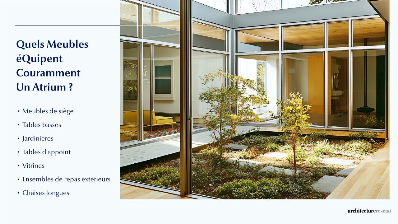 Quel mobilier équipe généralement un atrium ?