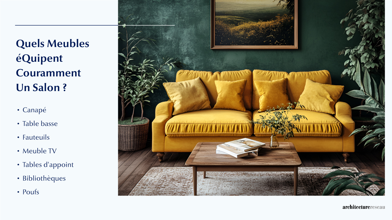 Salon - Taille, Fonctionnalité, Usages, Meubles et Rénovation Quel mobilier équipe généralement un salon ?